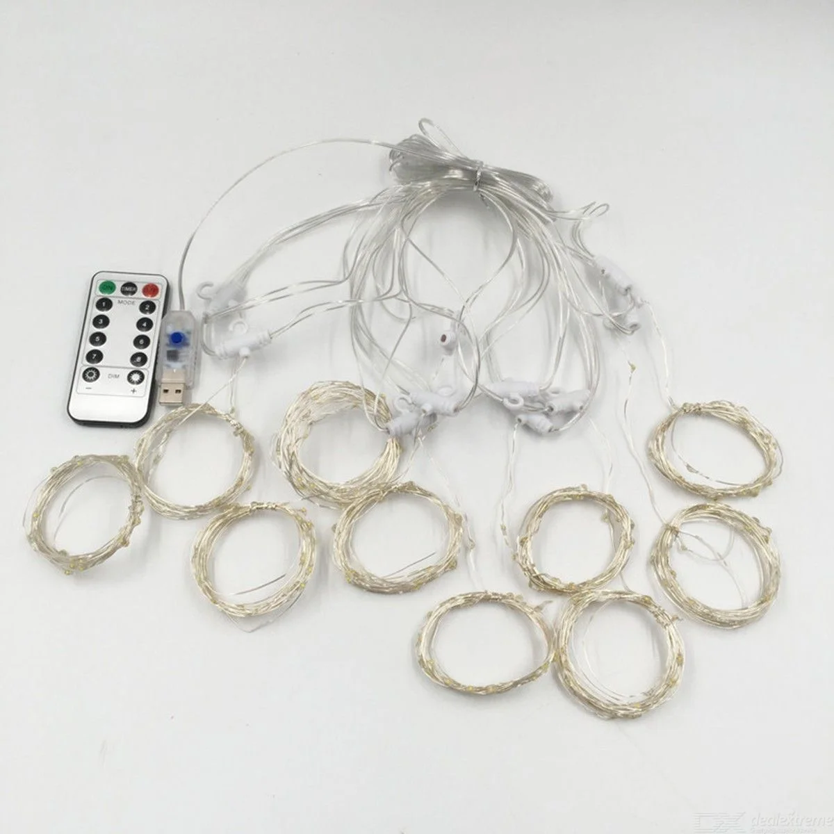 Гирлянда с крючками и пультом от USB белый 2,4 х 2 метра