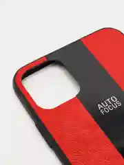 Красный чехол для Айфон в стиле Porsche из TPU c вставками из кожи и магнитом подставкой Phone