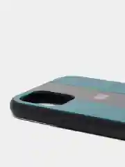 Зеленый чехол для Айфон в стиле Porsche из TPU c вставками из кожи и магнитом подставкой Phone