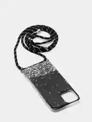 Черный чехол на iphone 12 promax на шнурке