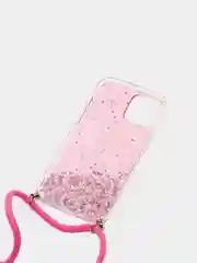Розовый чехол на iphone 12 promax на шнурке