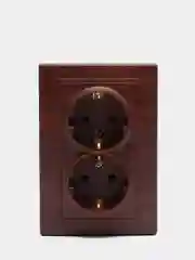 Коричневый розетка двойная с заземлением скрытой установки 16А 250В Intro Plano