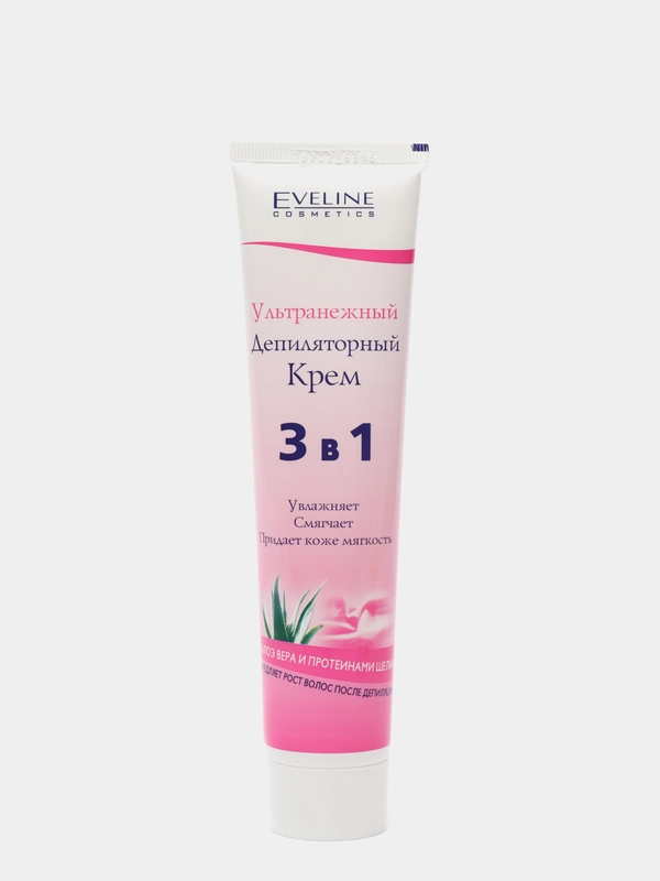 Eveline Cosmetics Крем для депиляции УЛЬТРАНЕЖНЫЙ 3в1 с Алоэ Вера и протеин.Шёлка, 125мл