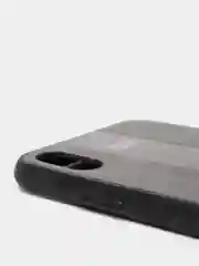 Черный чехол для Айфон в стиле Porsche из TPU c вставками из кожи и магнитом подставкой Phone