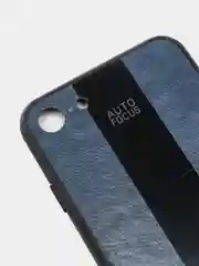 Синий чехол для Айфон в стиле Porsche из TPU c вставками из кожи и магнитом подставкой Phone