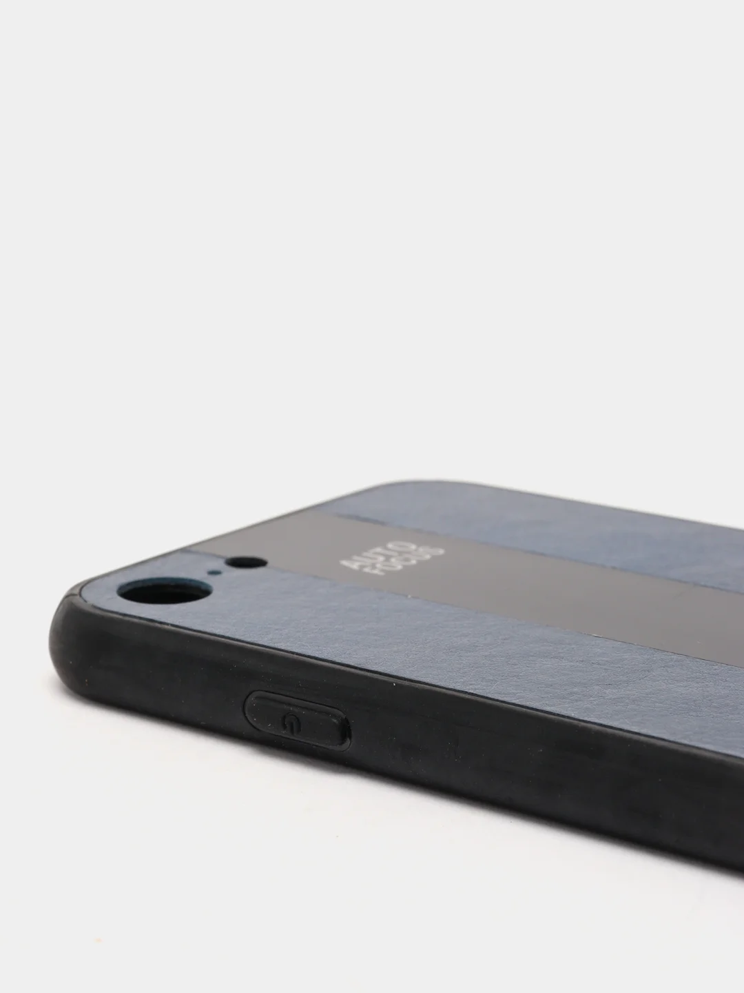 Синий чехол для Айфон в стиле Porsche из TPU c вставками из кожи и магнитом подставкой Phone