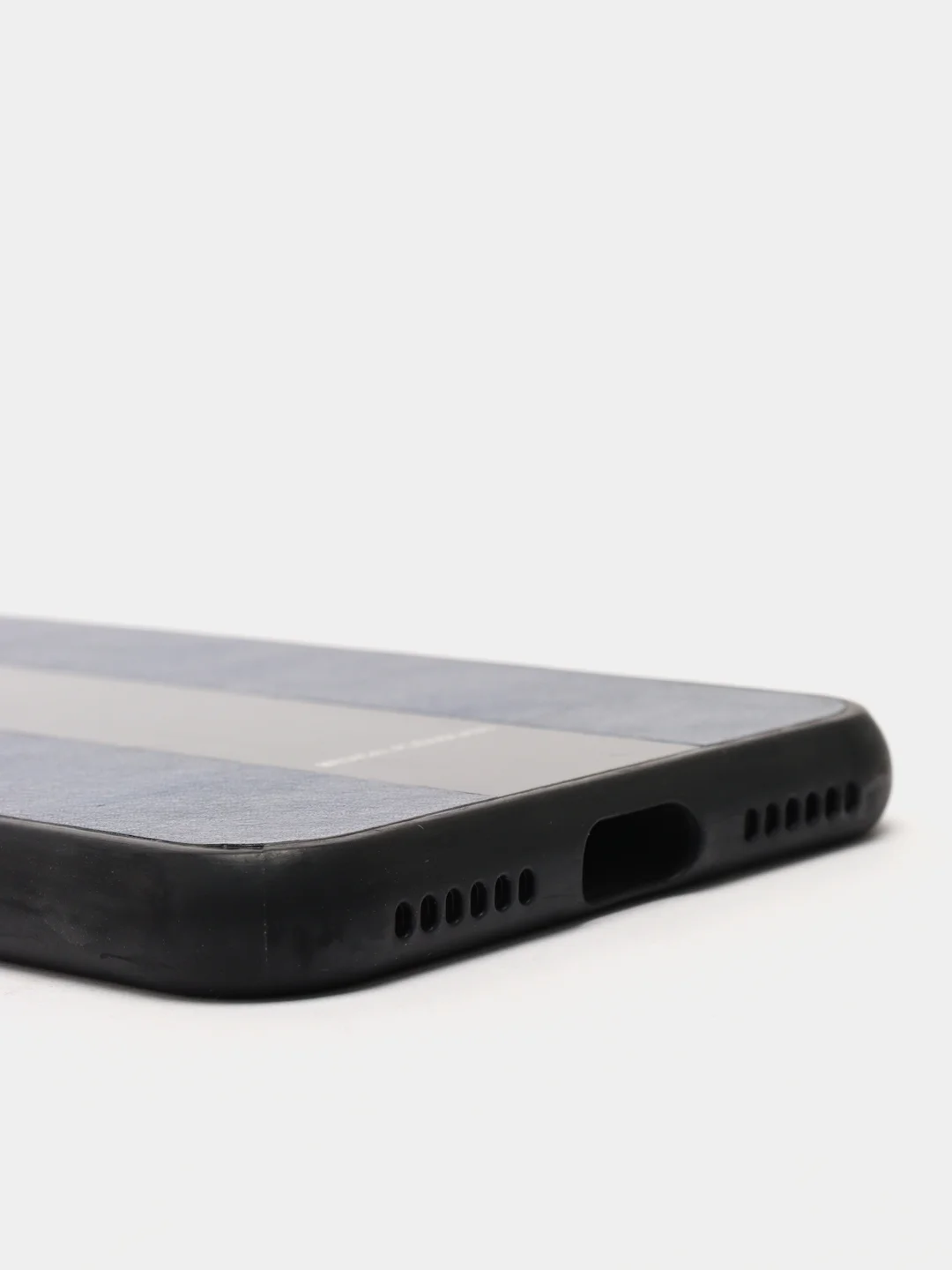 Синий чехол для Айфон в стиле Porsche из TPU c вставками из кожи и магнитом подставкой Phone