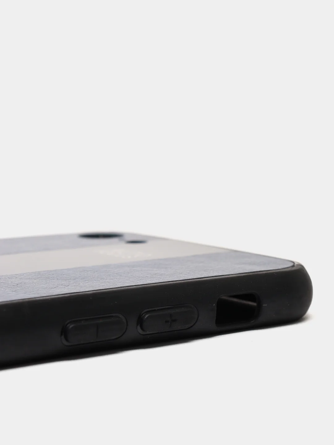 Синий чехол для Айфон в стиле Porsche из TPU c вставками из кожи и магнитом подставкой Phone