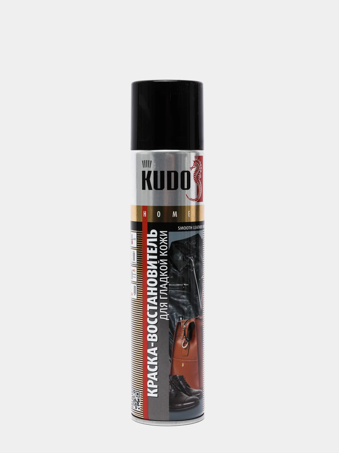 Черный краска для гладкой кожи KUDO аэрозольная, 400 мл