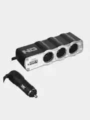 Разветвитель прикуривателя, 3 выхода +1 USB, 60 W, 2.1 А, 12/24 В