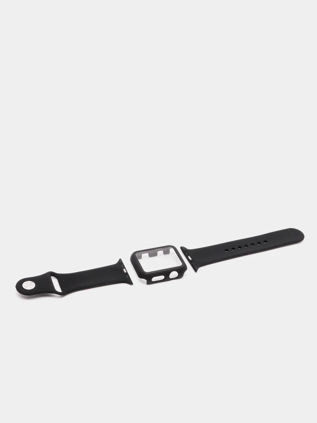Черный бампер с защитным стеклом и ремешком для Apple Watch 42 мм