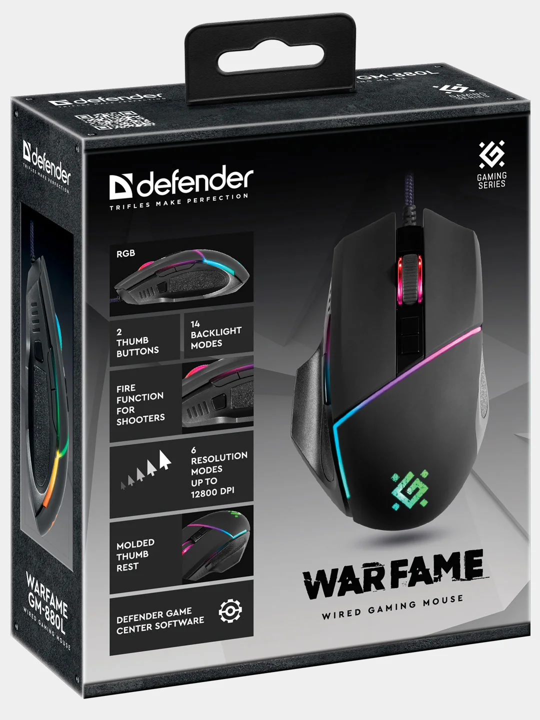 Игровая мышь Defender Warfame GM-880L RGB,8кнопок,12800dpi