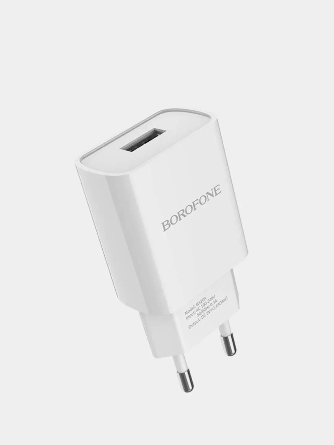 Белый сетевое зарядное устройство Borofon A20A, 1 x USB, до 2,1А