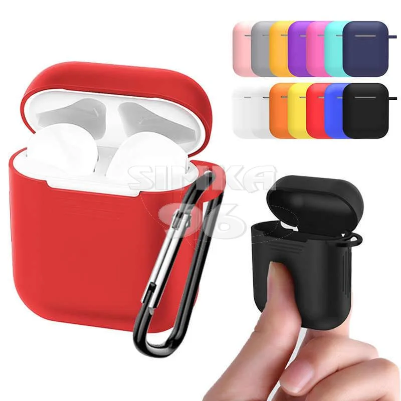 Чехол для наушников Airpods силиконовый с карабином