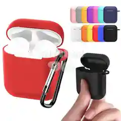 Чехол для наушников Airpods силиконовый с карабином