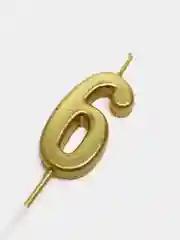 Бирюзовый свеча в торт на шпажке, цифра 0-9, золотой, 4.5х2.5 см