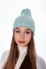 Голубой шапка женская "Тыковка", осень-зима, 2*2