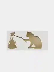 Золотой металлическая наклейка-стикер "Кот с мышкой" на телефон / авто