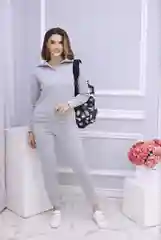 Серый меланж костюм женский утепленный, на флисе