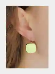 Лимонный квадратные серьги с камнем