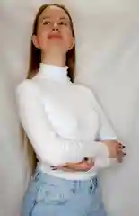 Белый водолазка женская базовая, с длинным рукавом