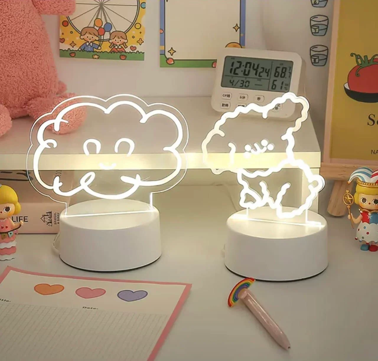 Бежевый светильник ночник светодиодный LED, питание от USB