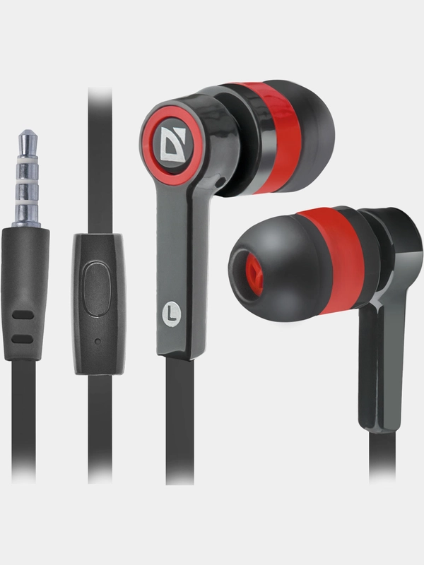 Наушники Defender Pulse 420 черный + красный, вставки