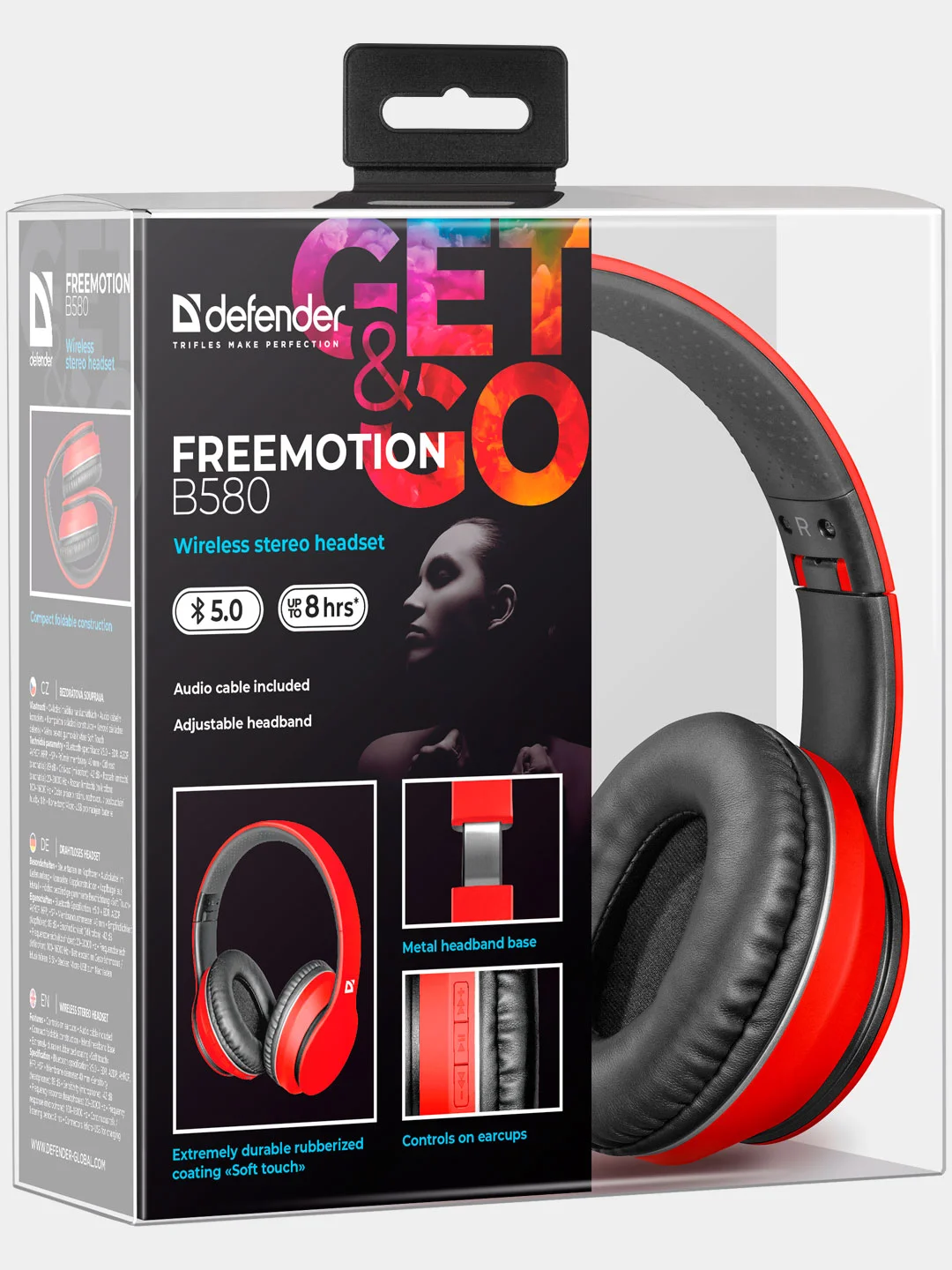 Беспроводные наушники Defender FreeMotion B580 красный, Bluetooth