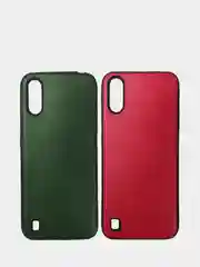Зеленый силиконовый чехол накладка для Samsung A01 2020, M01 с текстурой кожи (под кожу)