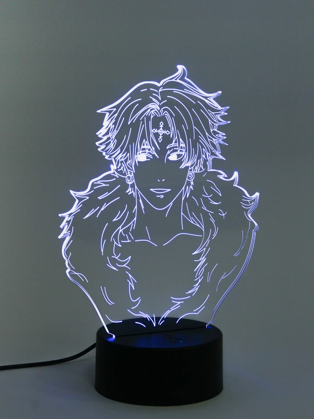 Голубой светильник-ночник 3D по аниме "HunterxHunter", LED, светодиодный, настольный, USB