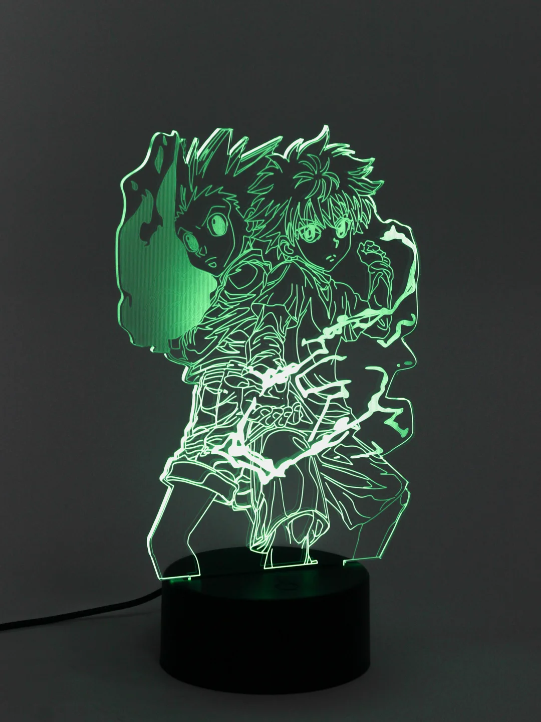 Зеленый светильник-ночник 3D по аниме "HunterxHunter", LED, светодиодный, настольный, USB