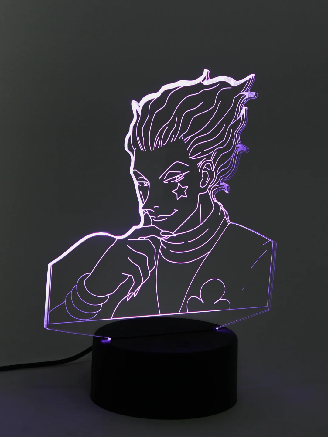 Фиолетовый светильник-ночник 3D по аниме "HunterxHunter", LED, светодиодный, настольный, USB