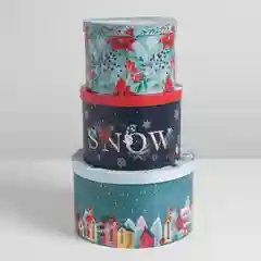 Коробка новогодняя круглая "Magic time", 3 вида