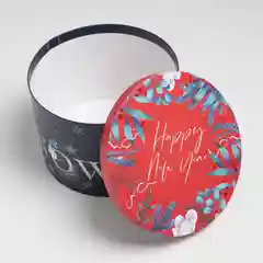 Синий коробка новогодняя круглая "Magic time", 3 вида