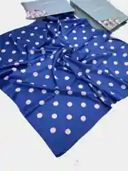 Синий женский платок из шелка, в горошек, разные цвета