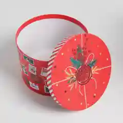 Красный коробка круглая новогодняя "Мечты сбудутся", 3 вида