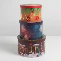 Коробка круглая "С Новым годом", 3 вида