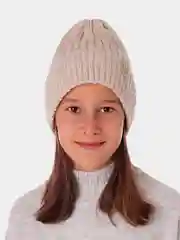 Бежевый вязаная шапка для девочки с подгибом HiBy