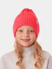 Коралловый вязаная шапка для девочки с подгибом HiBy