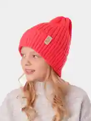 Коралловый вязаная шапка для девочки с подгибом HiBy