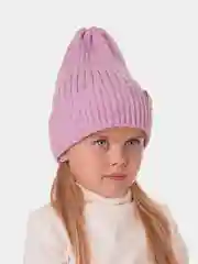 Сиреневый вязаная шапка для девочки с подгибом HiBy
