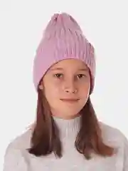 Сиреневый вязаная шапка для девочки с подгибом HiBy