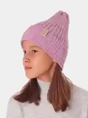 Сиреневый вязаная шапка для девочки с подгибом HiBy