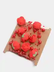 Красный бусины с розами на нитке для рукоделия