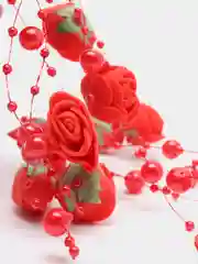 Красный бусины с розами на нитке для рукоделия