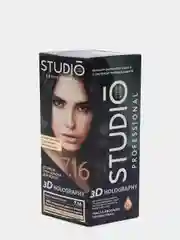 Комплект STUDIO Professional 3D HOLOGRAPHY для окрашивания волос 7.16 графитовый метеор