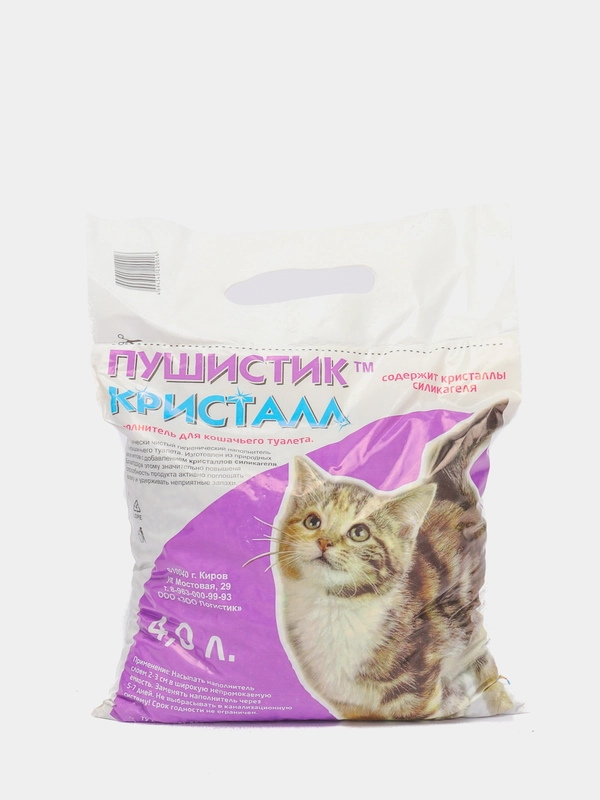4 л, "Пушистик" Кристалл. Минеральный и силикагелевый наполнитель