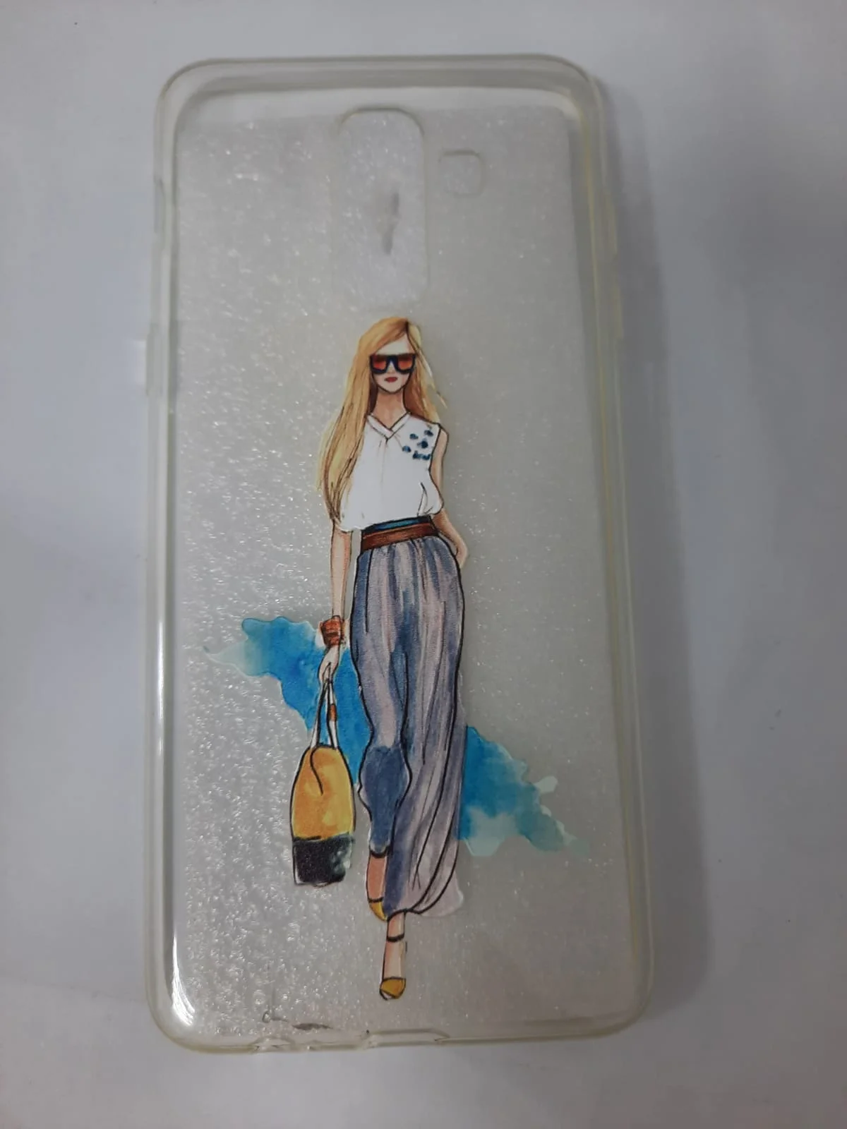 Голубой чехол для Samsung J8 / j8 2018 glass +силикон