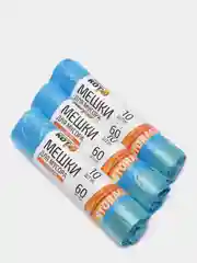 Мешки д/мусора "РЫЖИЙ КОТ" 60л (10шт./рул.) с завязками, ПНД, синие 310325