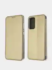 Золотой чехол-книжка для Samsung A02S 2021 Самсунг А02С Золотой цвет с карманом для карт